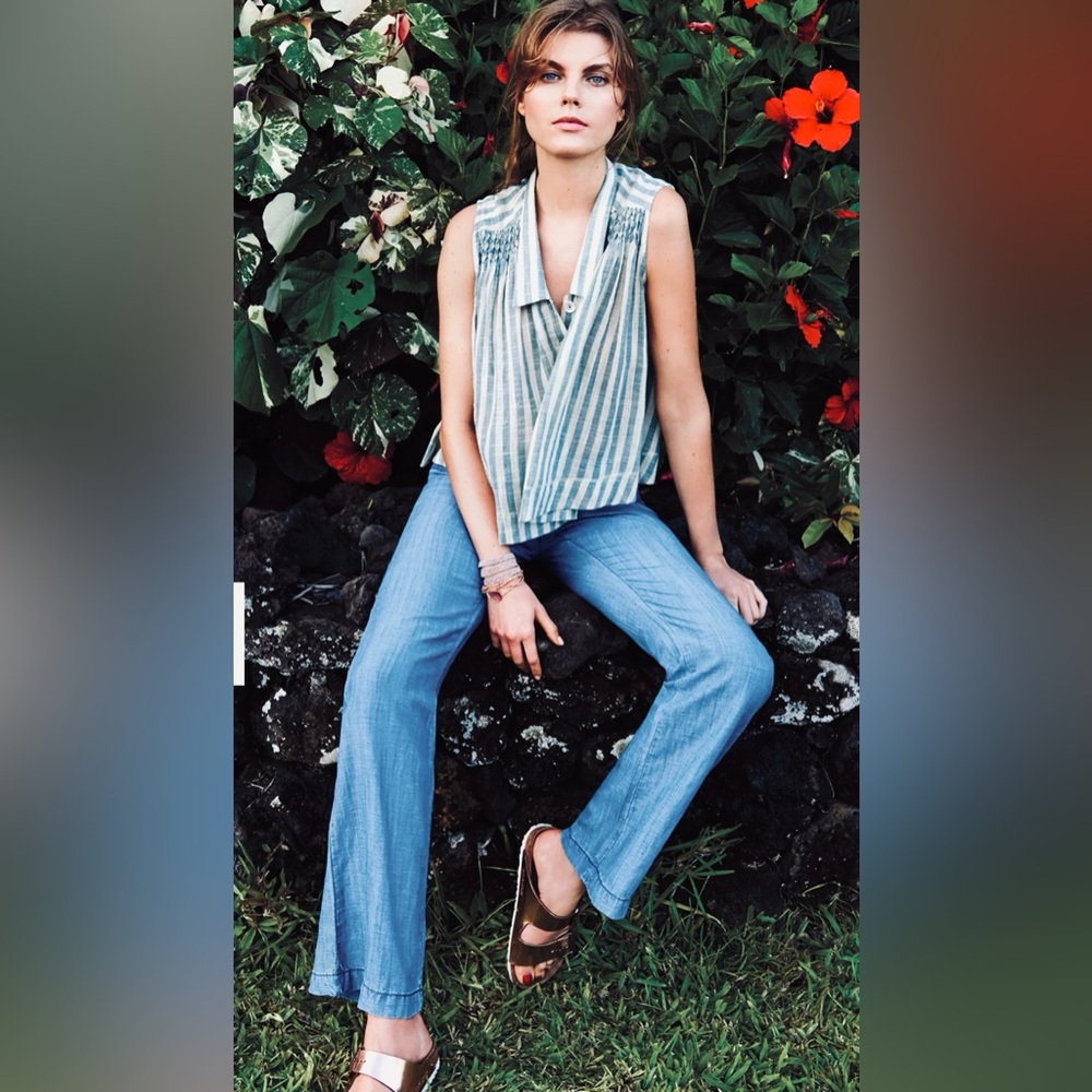 Pilcro by Anthropologie - High-Rise Chambray Trousers